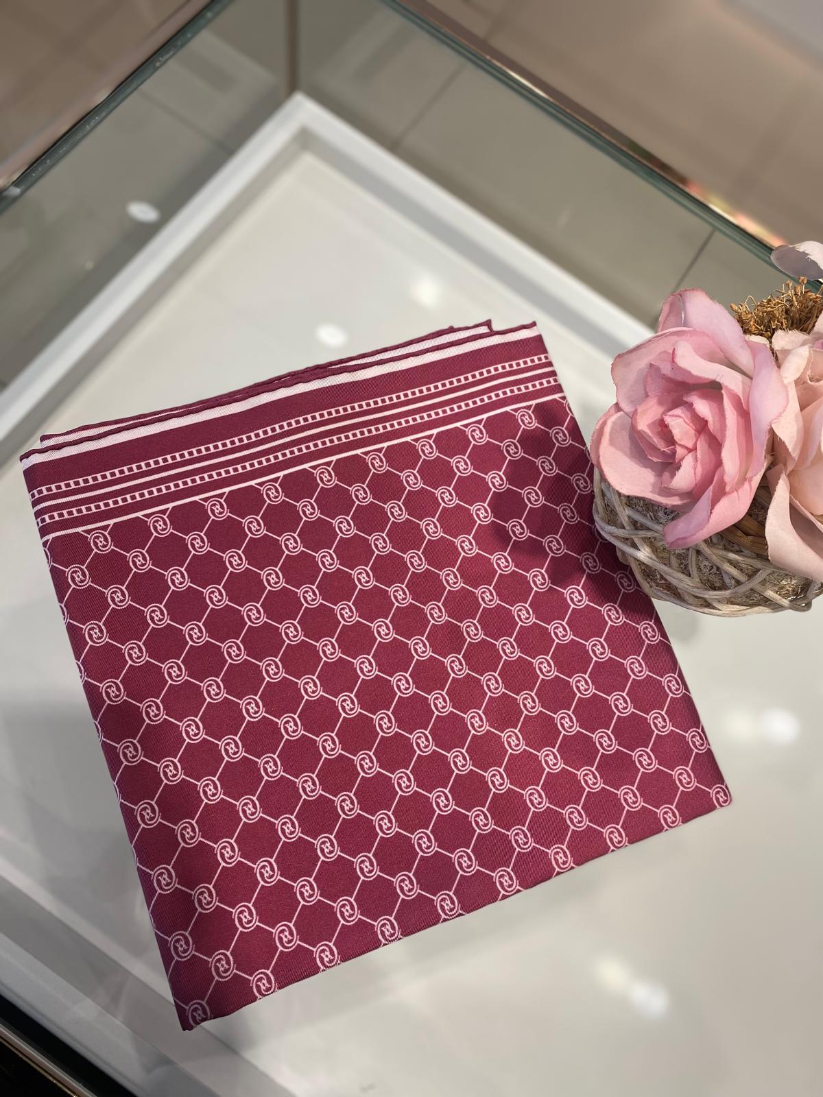 Vakko Monogram Twil Eşarp 37144 - Mürdüm