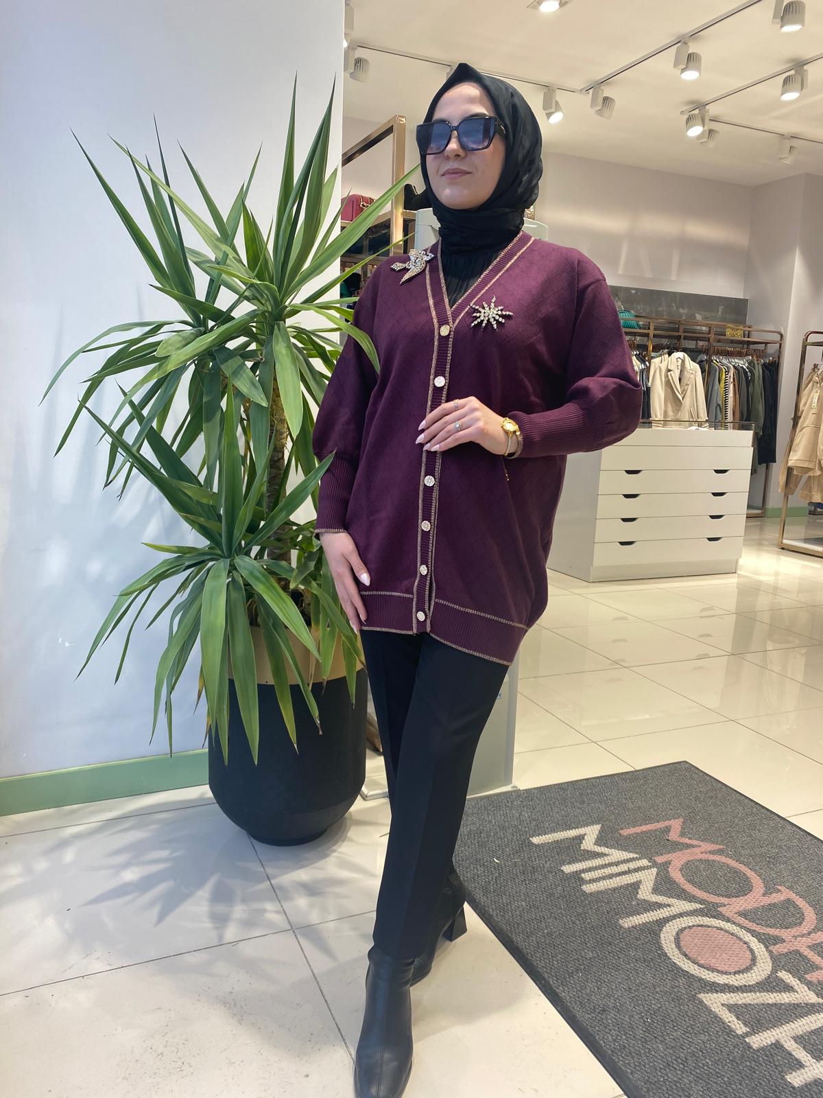 Ghisa Kuş Broş Yün Triko Hırka