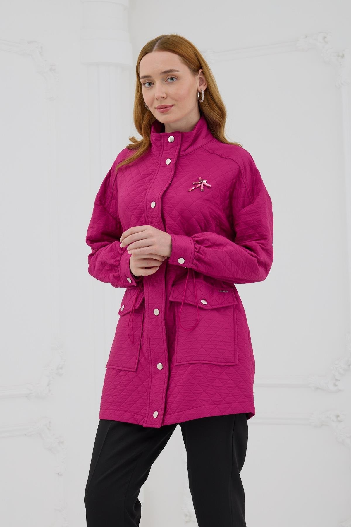 MoodBasic Çıtçıtlı Kapitone Kap - Pembe