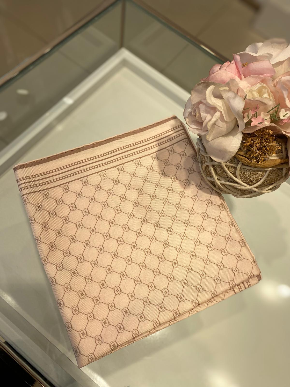 Vakko Monogram Twil Eşarp 37144 - Pudra