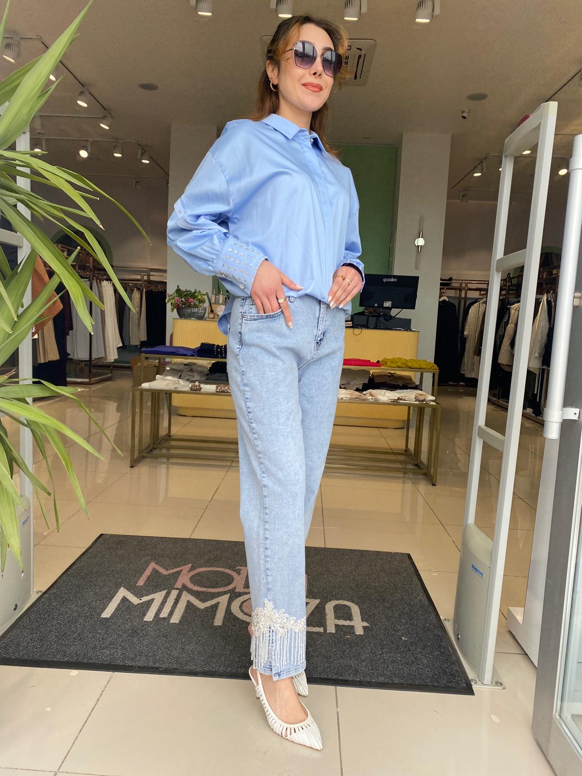 My312 Paçası İşlemeli Pantolon