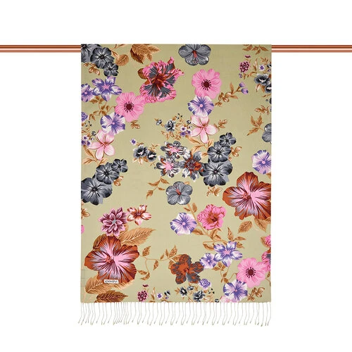 İpekevi Petunya Desenli İpek Şal