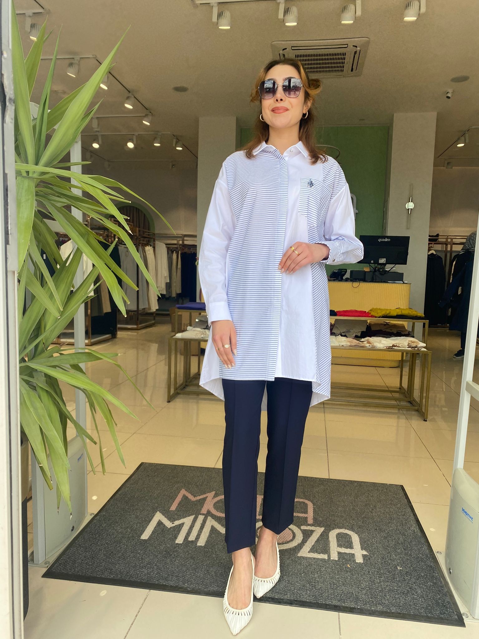 MoodBasic Çizgili Cotton Gömlek