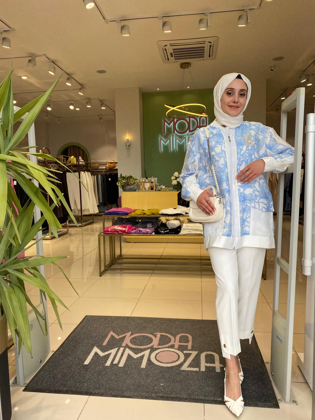 My312 Kolları İncili Lazerli Ceket