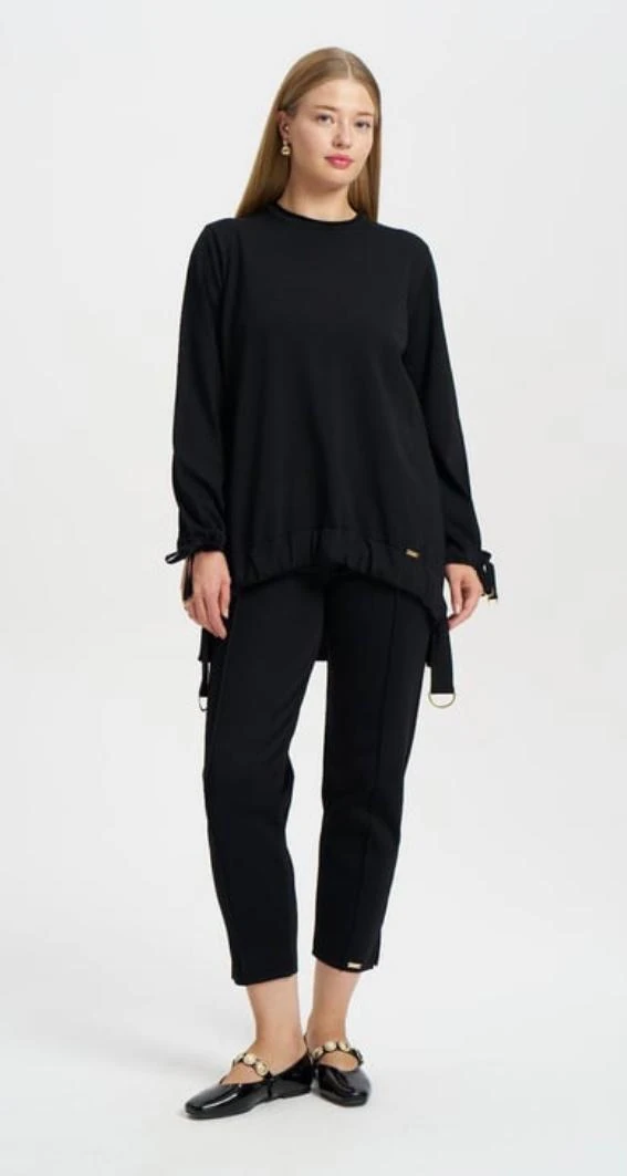 Niliwi Kolu Büzgülü Triko Tunik