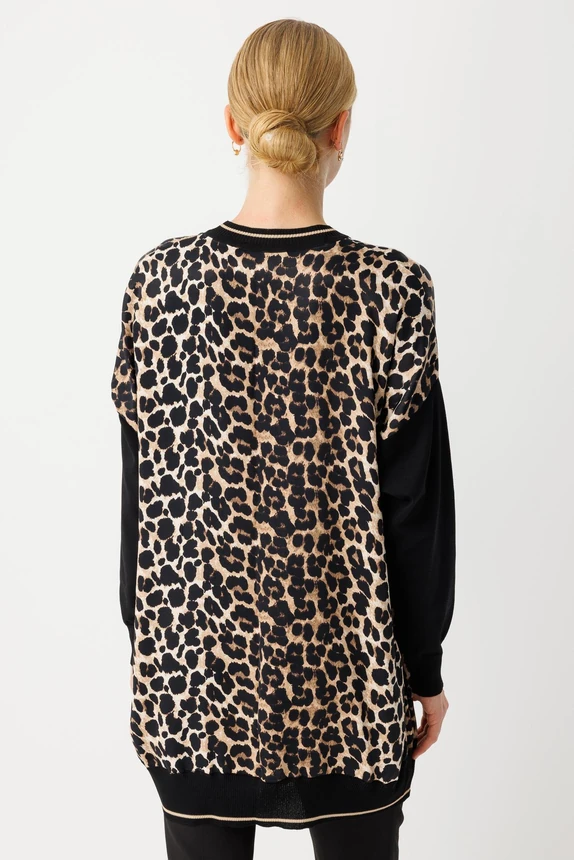 Ghisa Leopar Saten Tunik