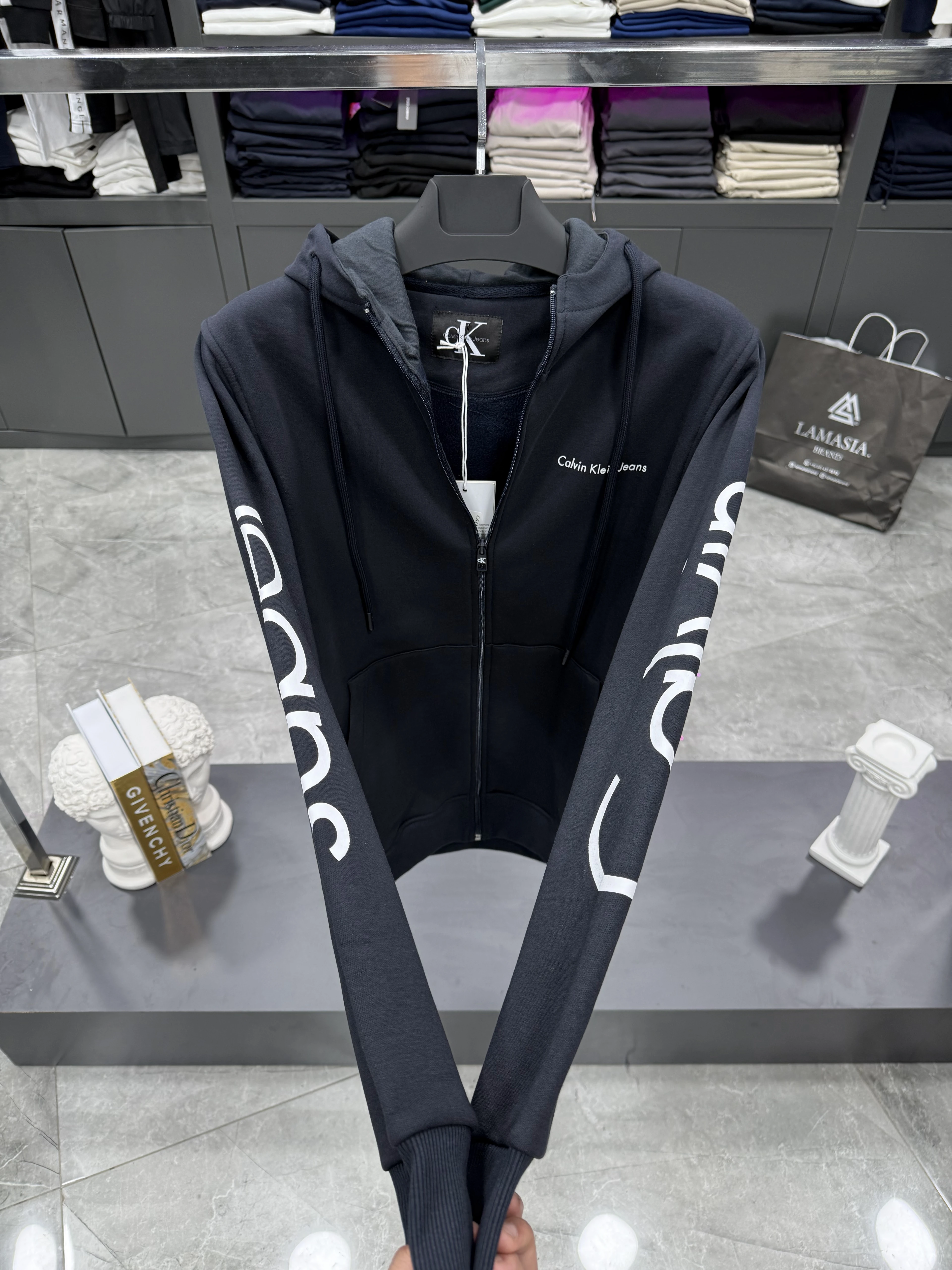 CK Lacivert Kapüşonlu Hırka