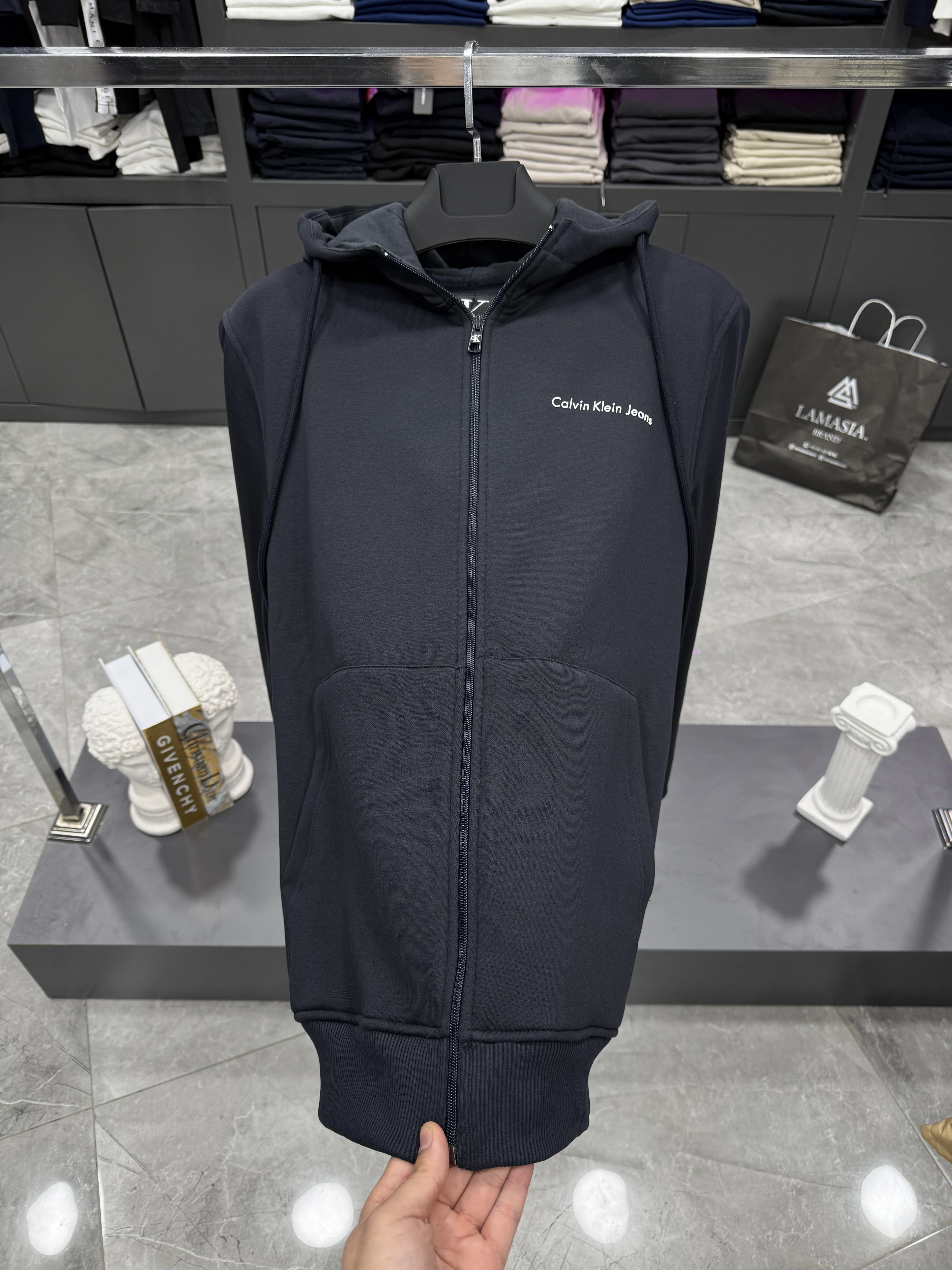 CK Lacivert Kapüşonlu Hırka