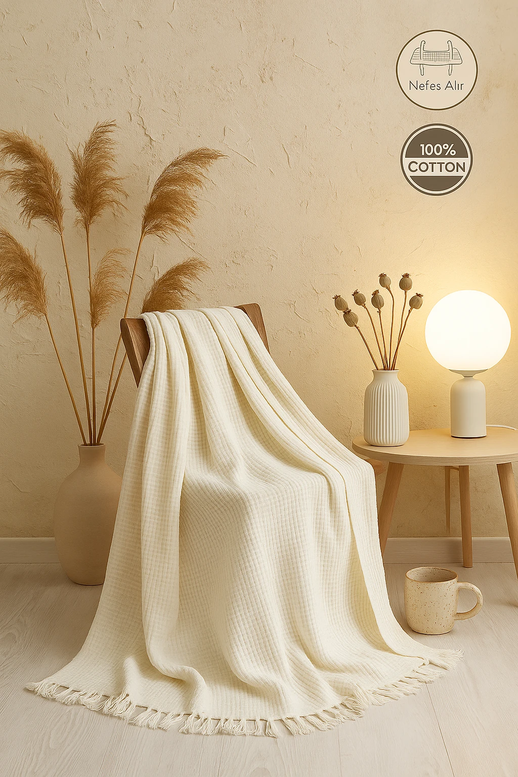 Tabu Home Müslin Ekru Pike – 4 Katlı - Ekru