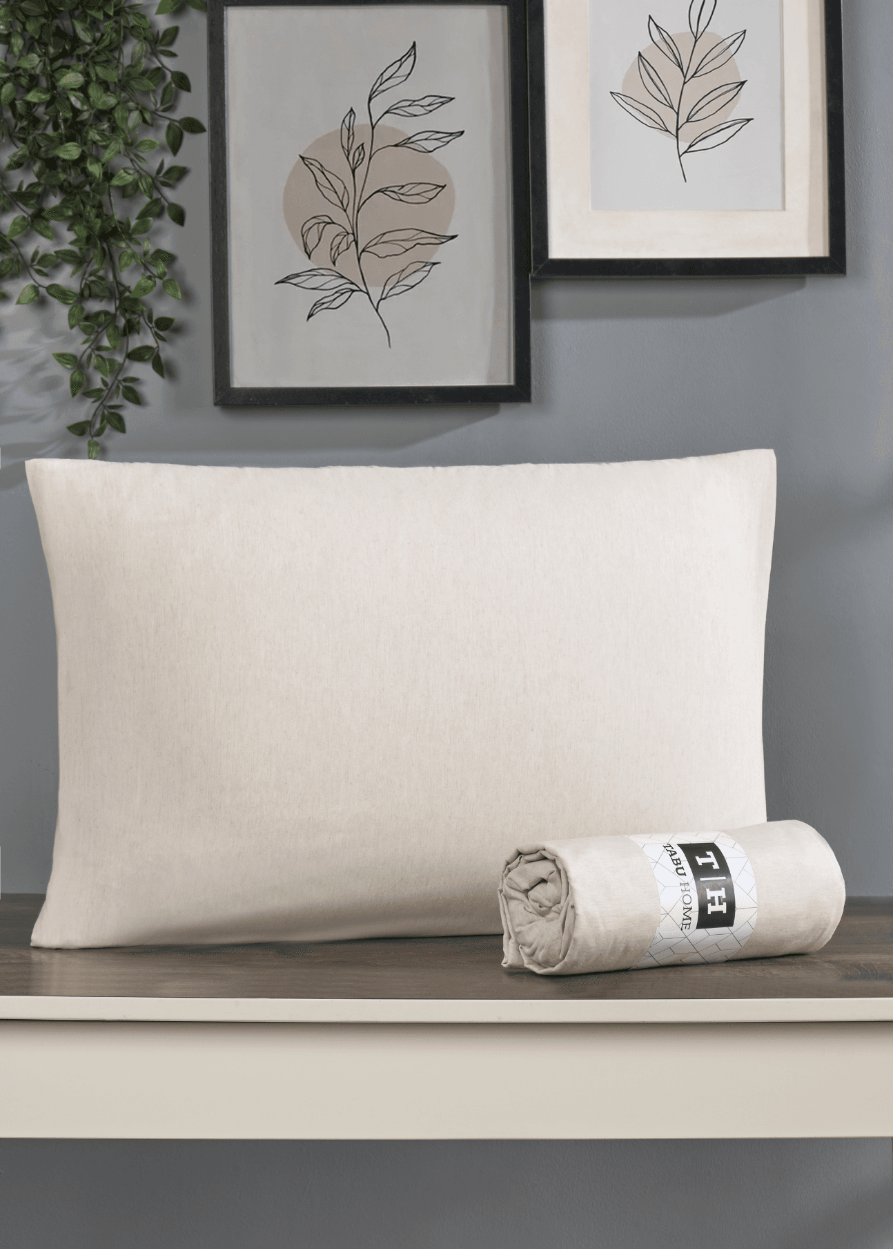 Tabu Home İpliği Boyalı Çift Kişilik Lastikli Çarşaf - Bej