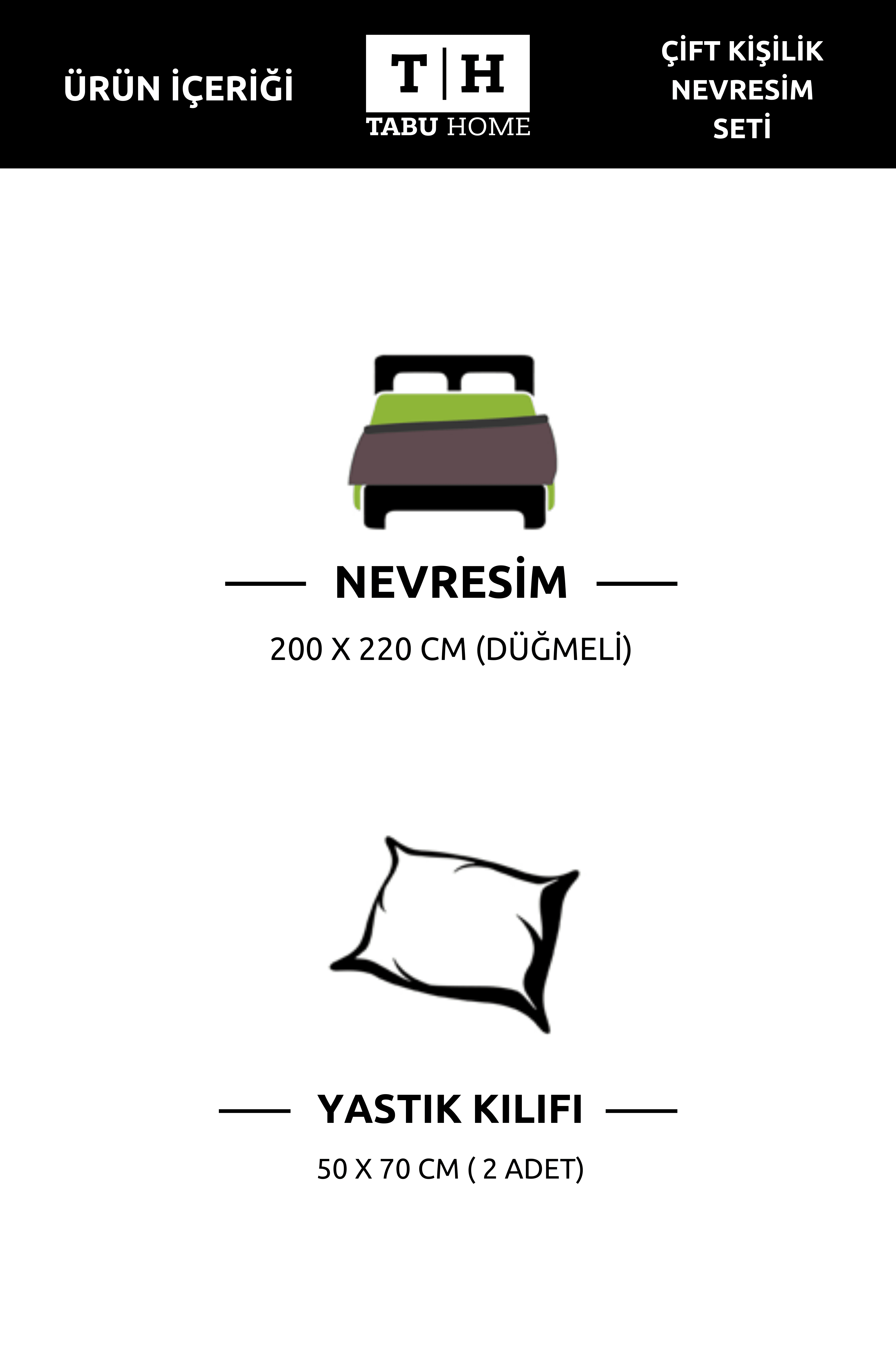 Tabu Home İpliği Boyalı Çift Taraflı  Çift Kişilik Nevresim Seti