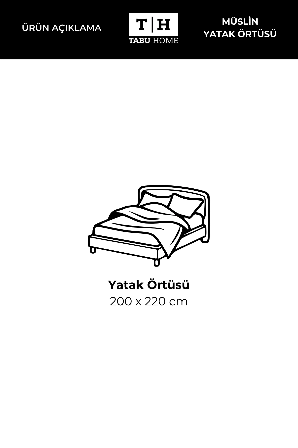 Tabu Home Müslin Çift Kişilik Yatak Örtüsü – 4 Katlı