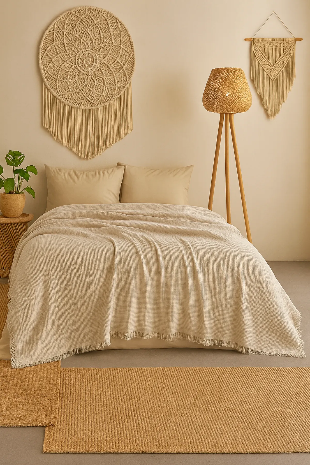 Tabu Home Müslin Çift Kişilik Yatak Örtüsü – 4 Katlı - Kave