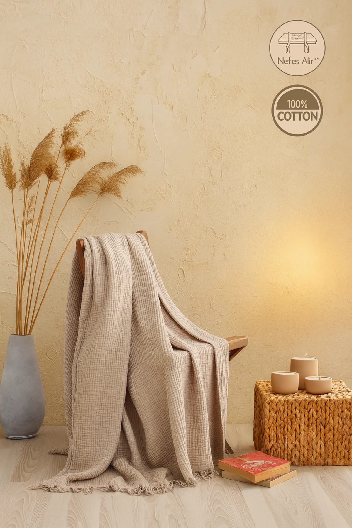 Tabu Home Müslin Ekru Pike – 4 Katlı - Kahve