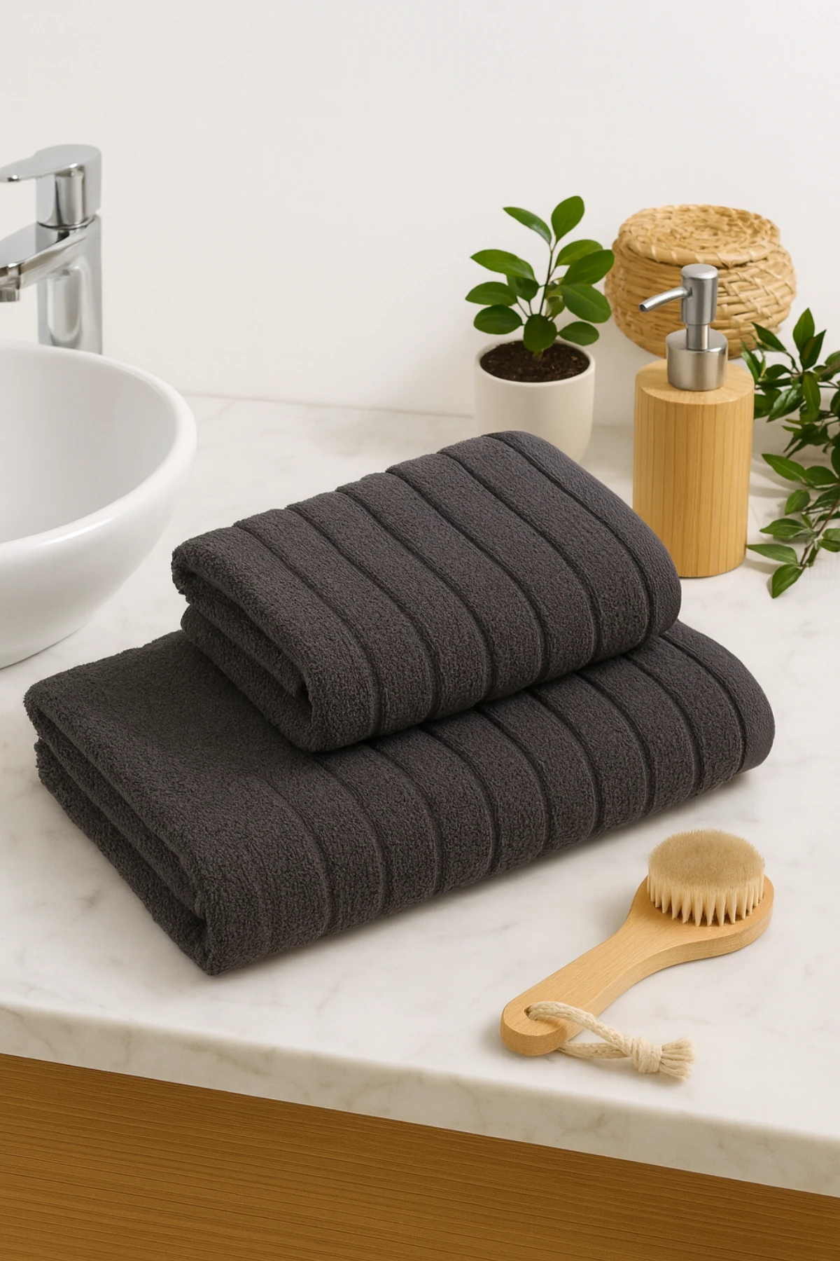 Tabu Home Dalga 2'li Havlu Seti - antrasit