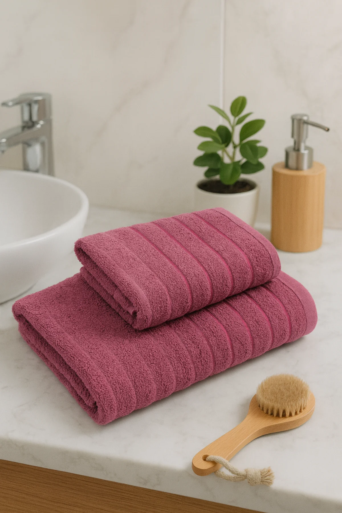 Tabu Home Dalga 2'li Havlu Seti - Mürdüm