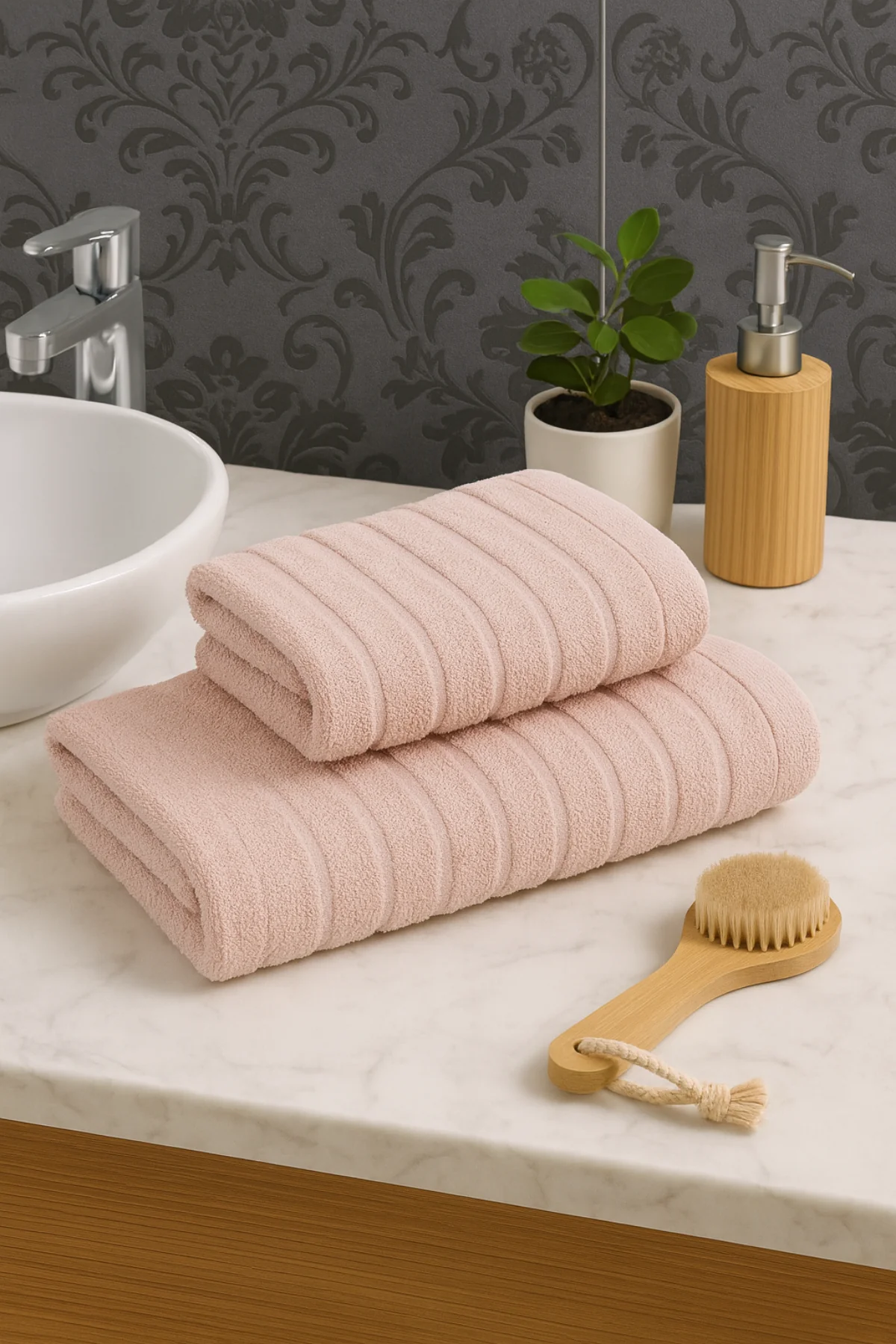 Tabu Home Dalga 2'li Havlu Seti - Pembe