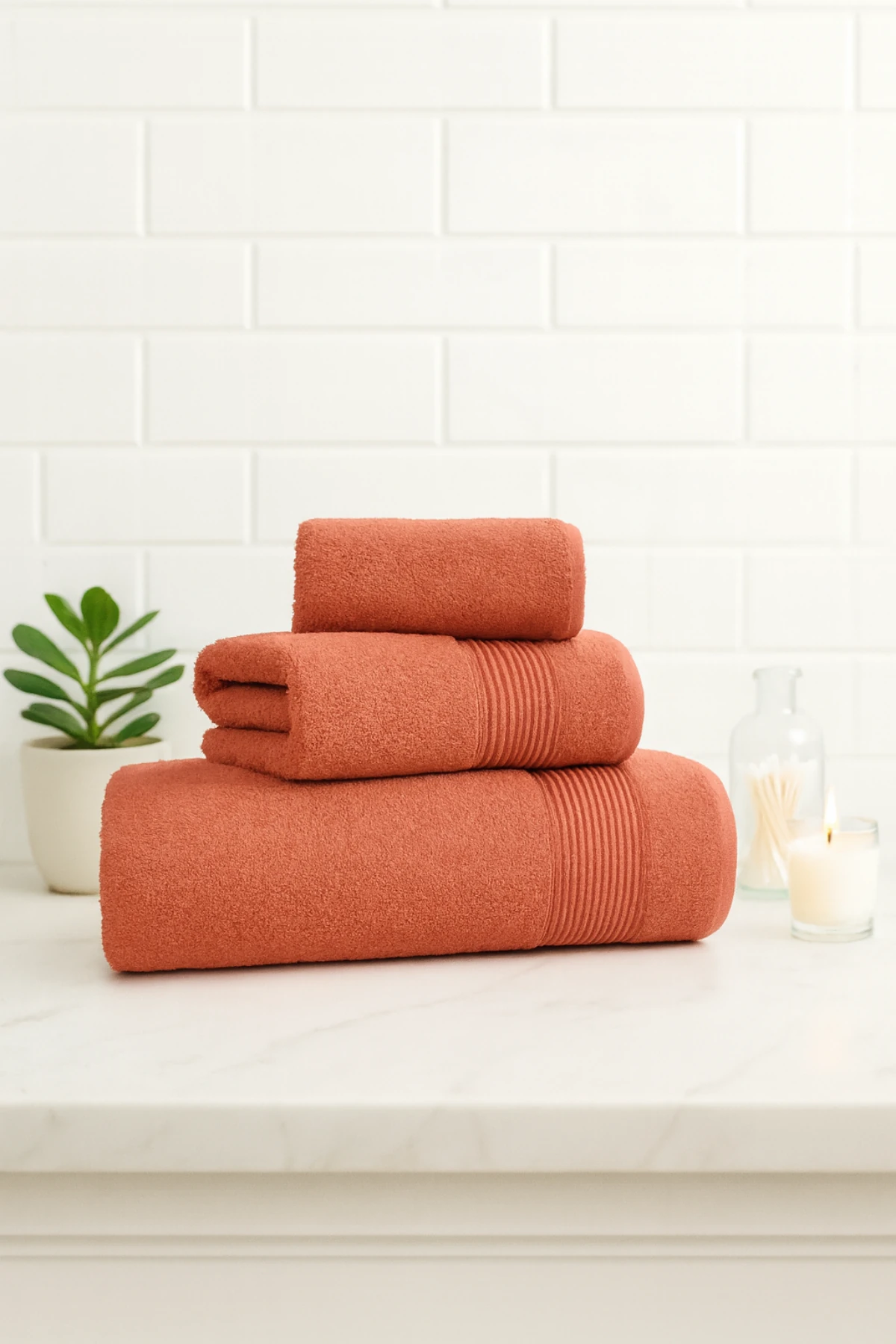 Tabu Home Ezgi 3'lü Havlu Seti - Kiremit