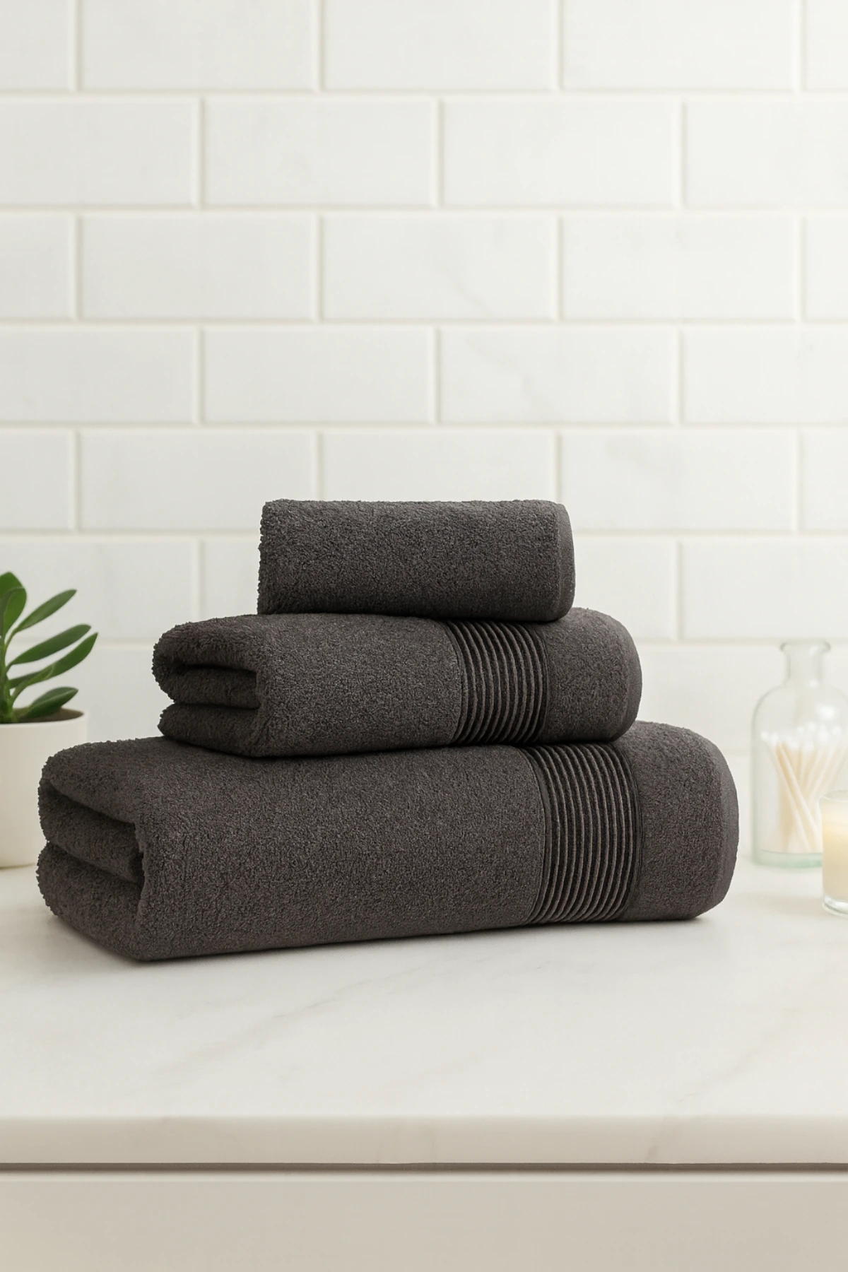 Tabu Home Ezgi 3'lü Havlu Seti - antrasit