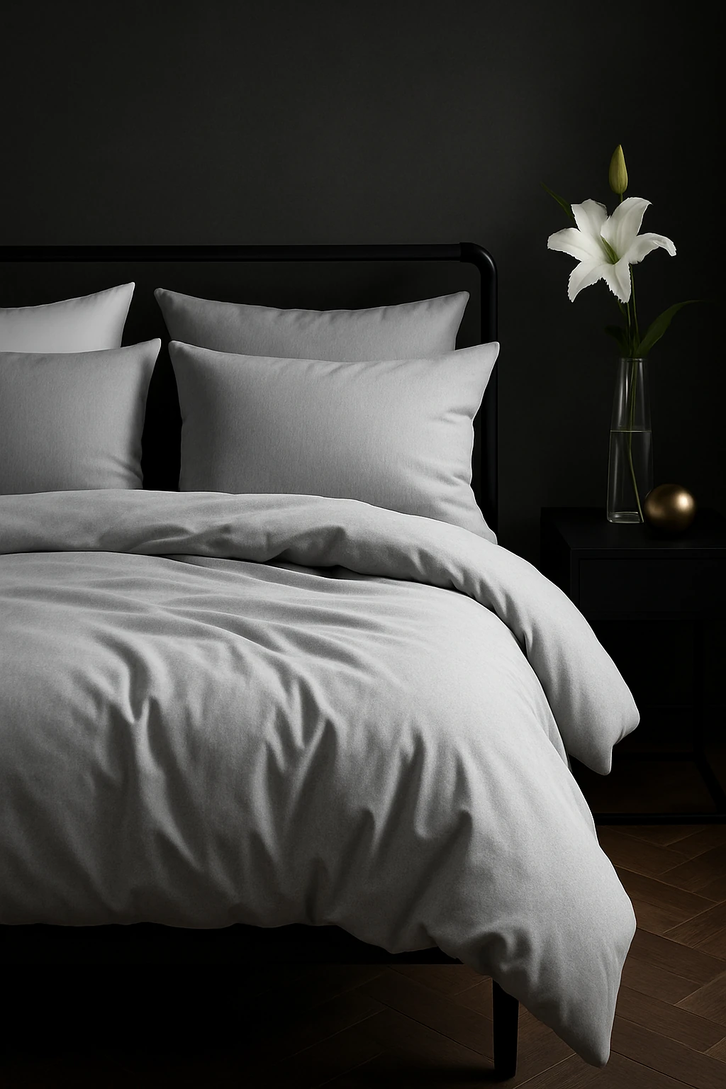 Tabu Home İpliği Boyalı Çarşafı Lastikli Çift Kişilik Nevresim Takımı - antrasit