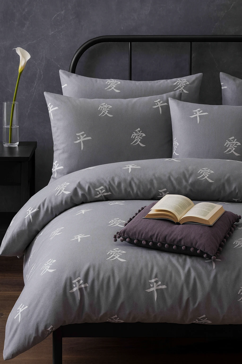 Tabu Home Ranforce Zen Huzuru Gri  Çarşafı Lastikli Tek Kişilik Nevresim Takımı