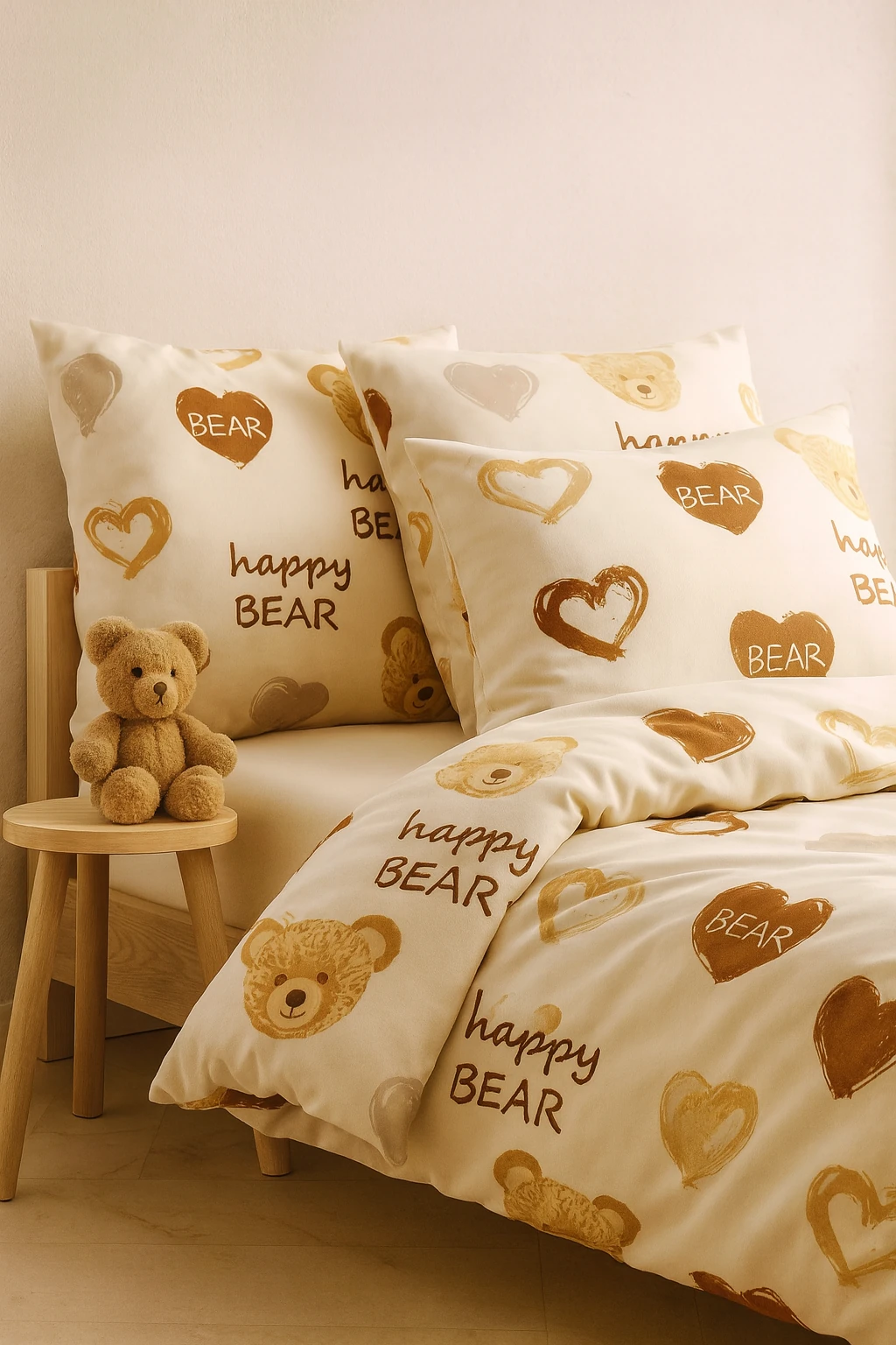 Tabu Home Ranforce Ayıcıklı Kalpli Çift Kişilik Nevresim Seti