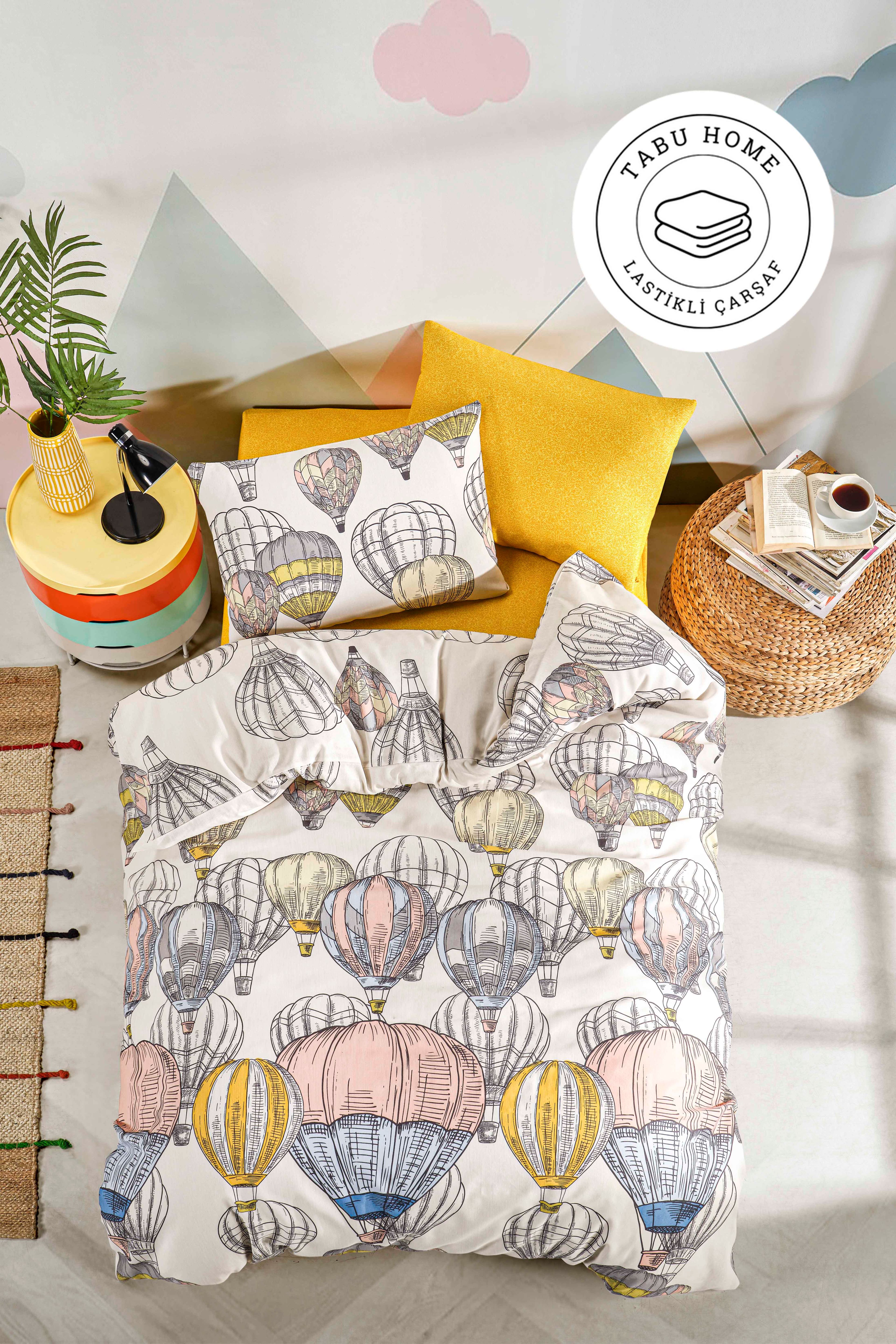 Tabu Home Çarşafı Lastikli Kapadokya Balon Çift Kişilik Nevresim Takımı