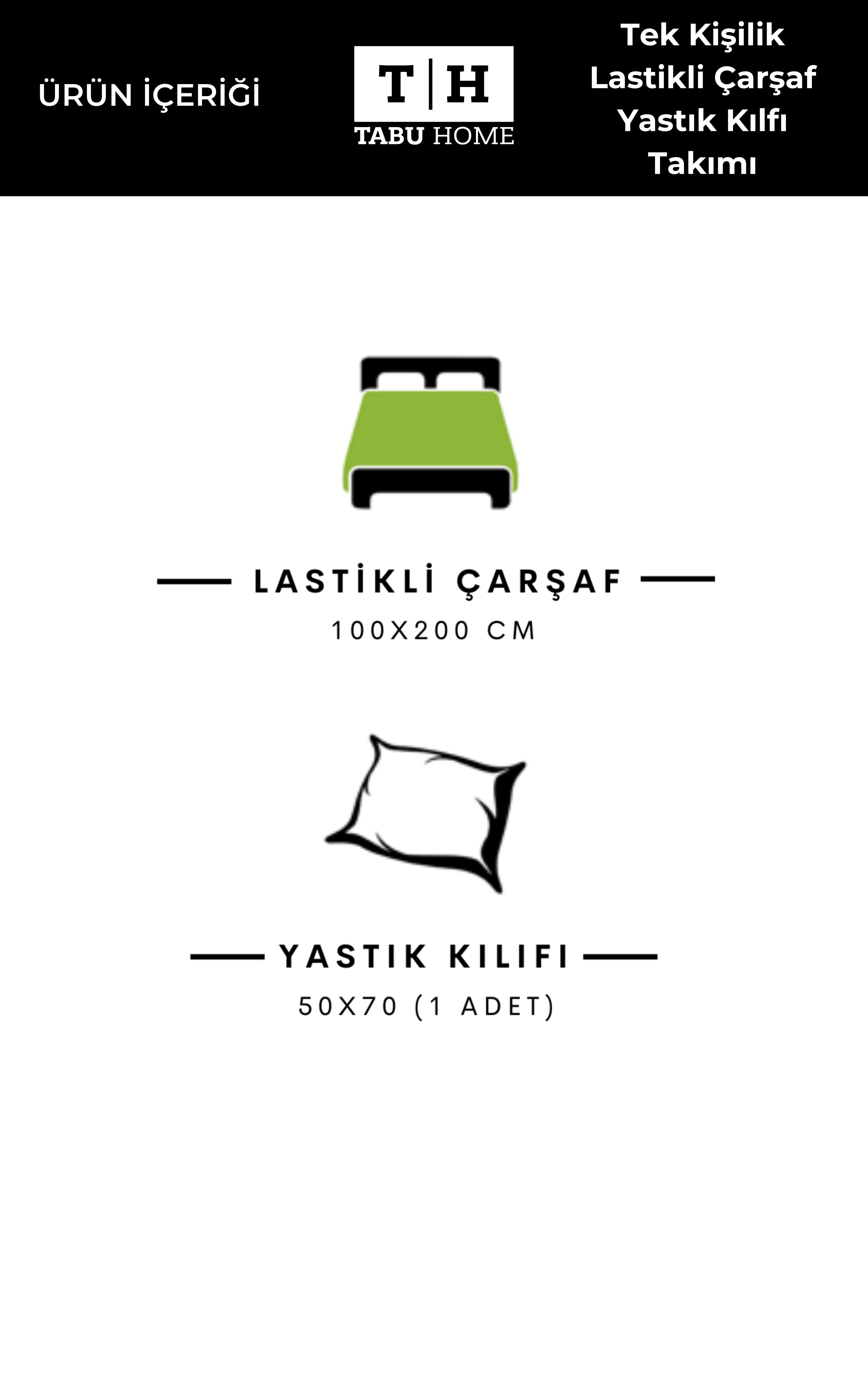 Tabu Home İpliği Boyalı Tek Kişilik Lastikli Çarşaf