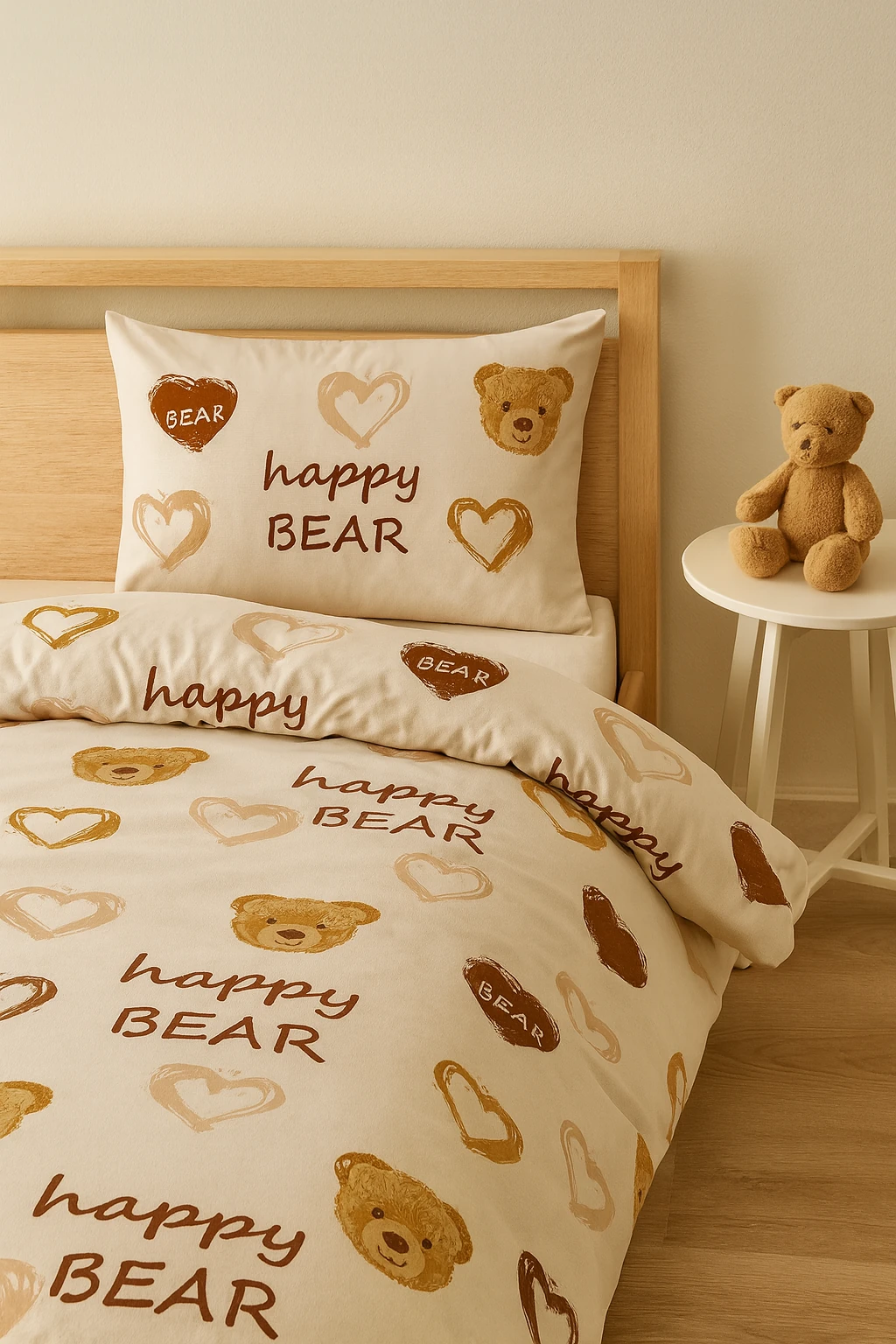 Tabu Home Ranforce Ayıcıklı Kalpli Çift Kişilik Nevresim Seti