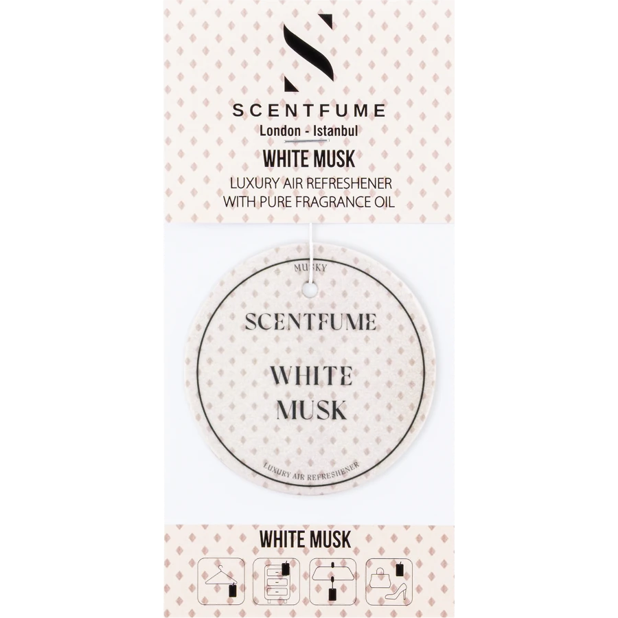 بطاقة برائحة المسك الأبيض - رائحة مركبة - معطر جو للسيارة - رائحة معلقة