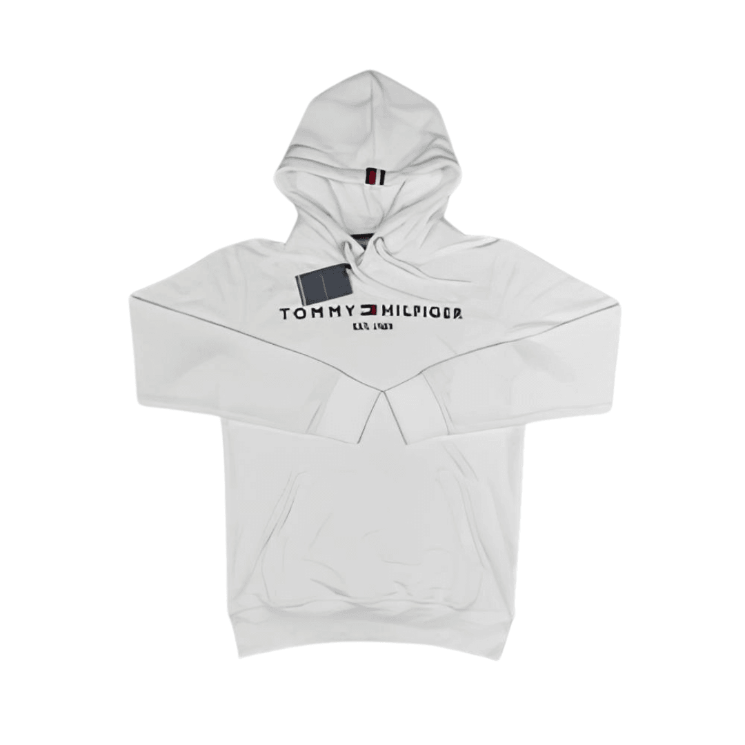 T H Kapüşonlu Cepli hoodie / Beyaz