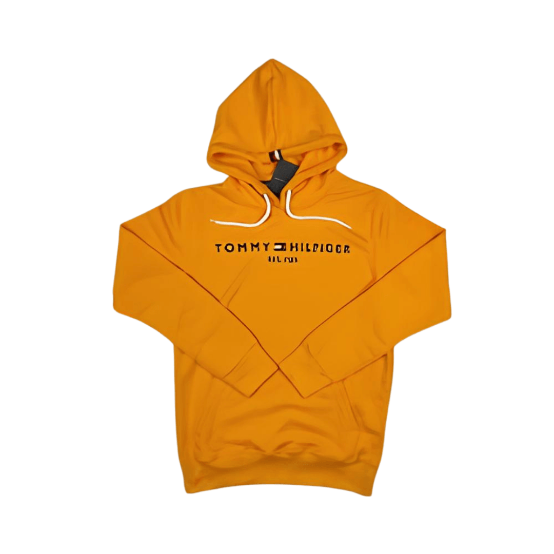 T H Kapüşonlu Cepli hoodie / Sarı