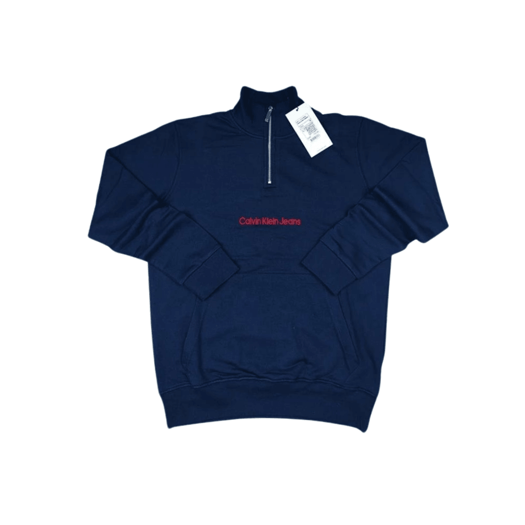 CK Half Zip Nakış Logo sweatshirt / Lacivert