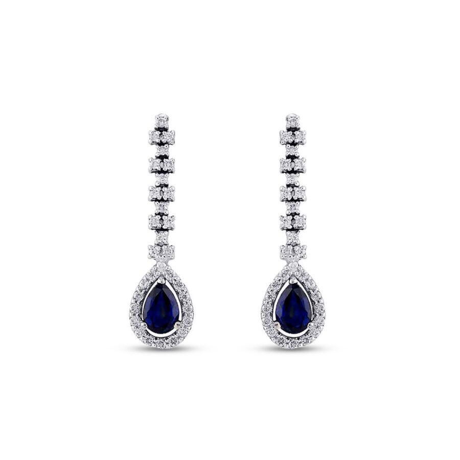 1.58 Carat Diamond Sapphire Earrings