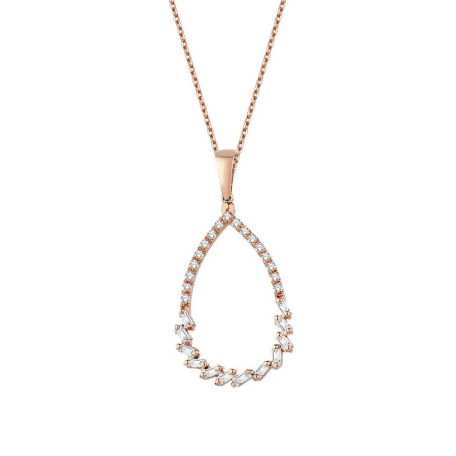 0.23 Carat Diamond Pear Baguette Necklace