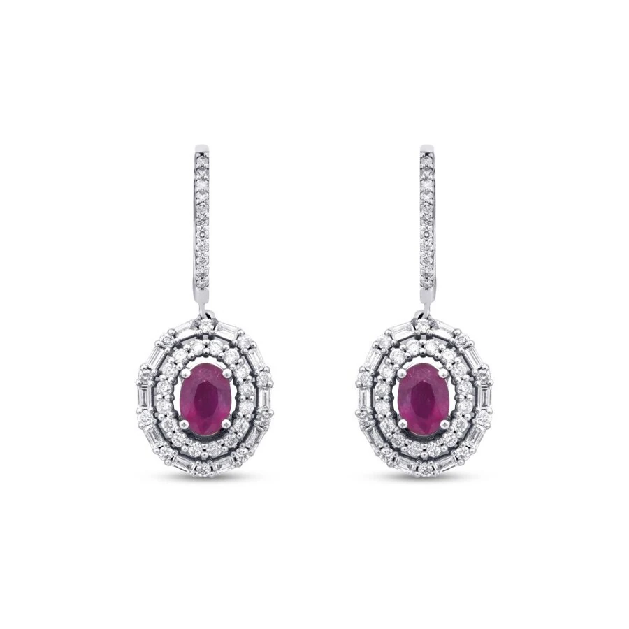 3.84 Carat Diamond Ruby Earrings