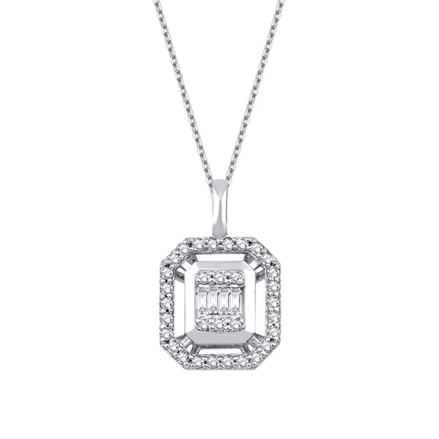0.14 ct. Diamant Baguette Halskette