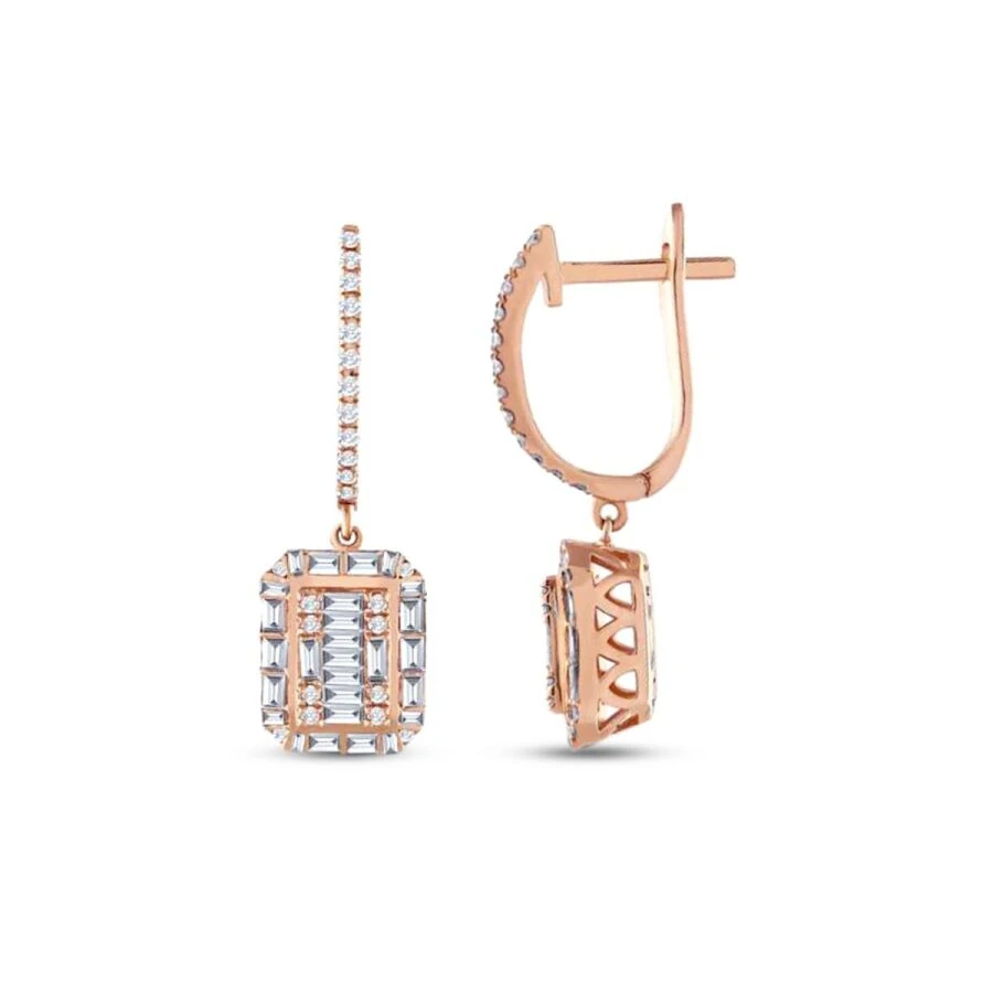 0.83 Carat Diamond Baguette Earrings