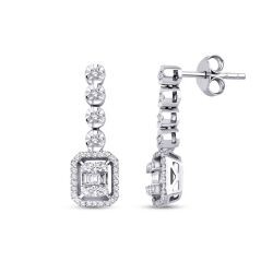 0.37 Carat Diamond Baguette Earrings
