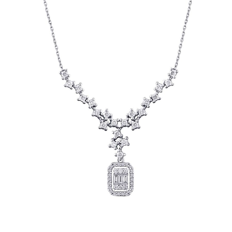 0.49 Carat Diamond Baguette Necklace