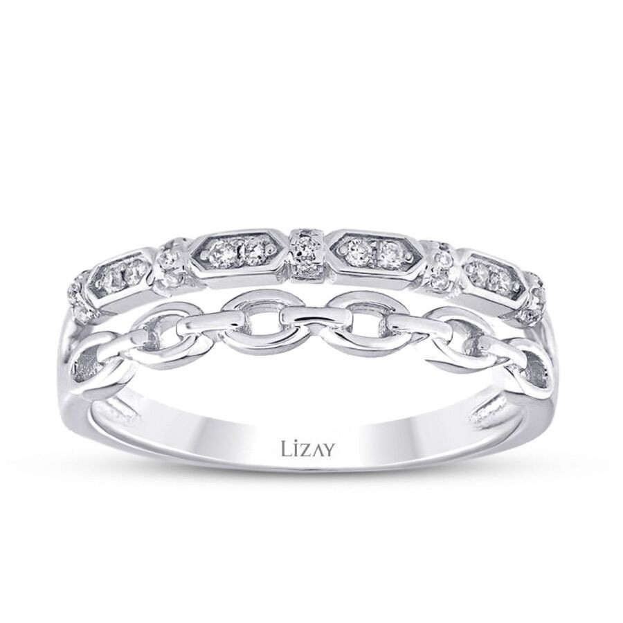 0.11 Carat Diamond Two-Row Half-Eternity Ring