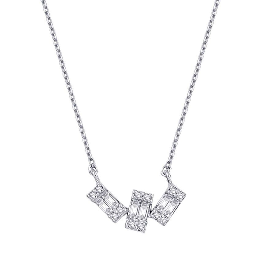 0.14 Carat Diamond Baguette Necklace