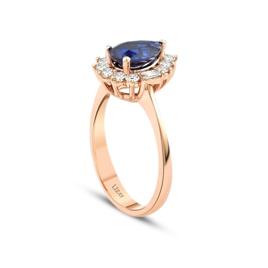 2.02 Carat Diamond Baguette Sapphire Ring