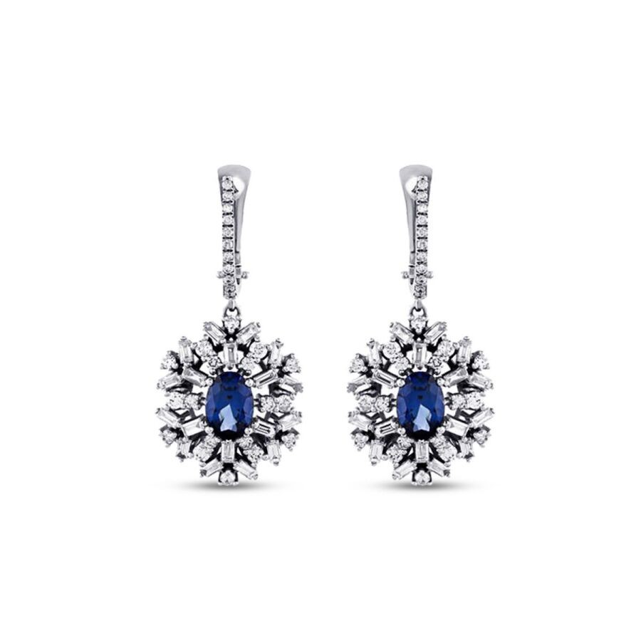 0.80 Carat Diamond Sapphire Earrings