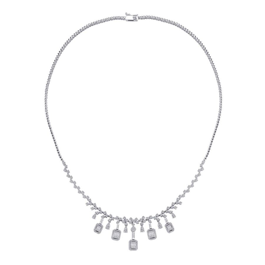 3.27 Carat Diamond Baguette Necklace