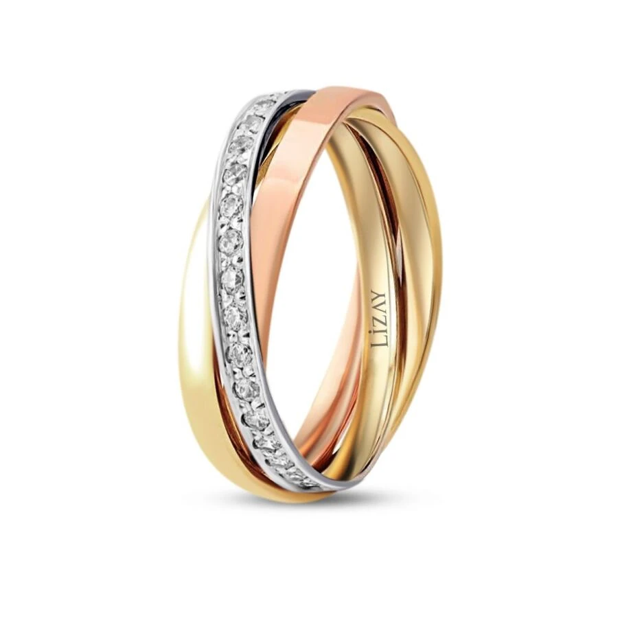 Gold Three-Tone Wedding Band