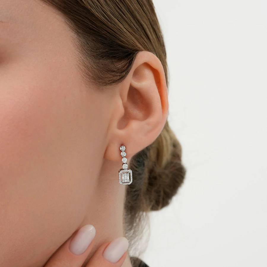 0.30 Carat Diamond Baguette Earrings