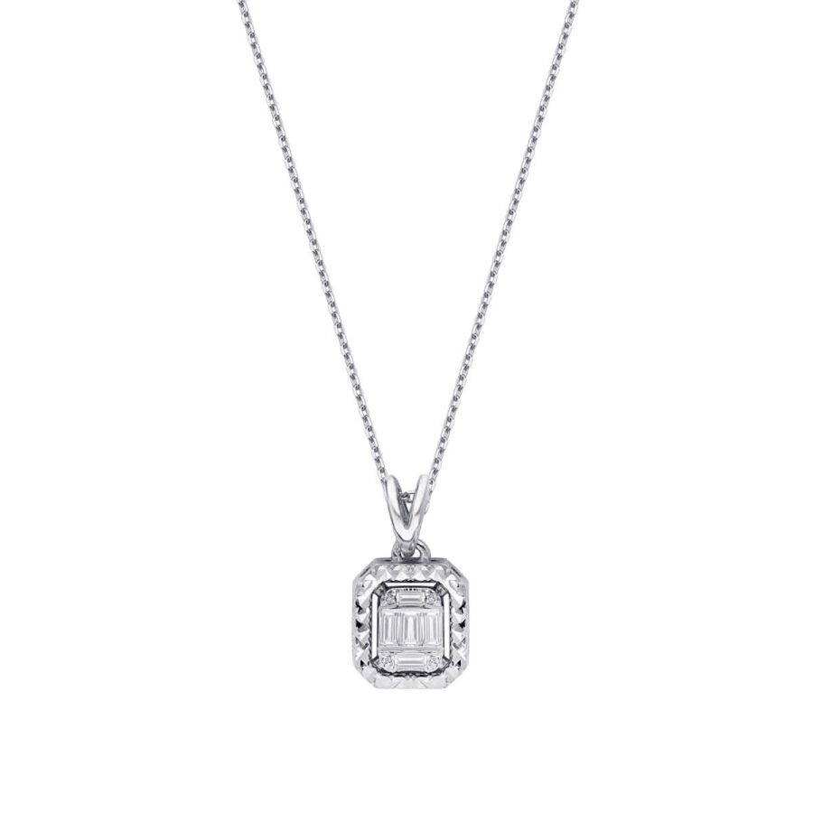 0.09 Carat Diamond-Effect Baguette Necklace