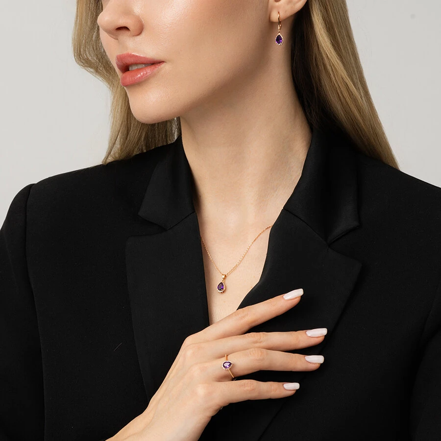 0.64 ct. Diamant Amethyst Halskette