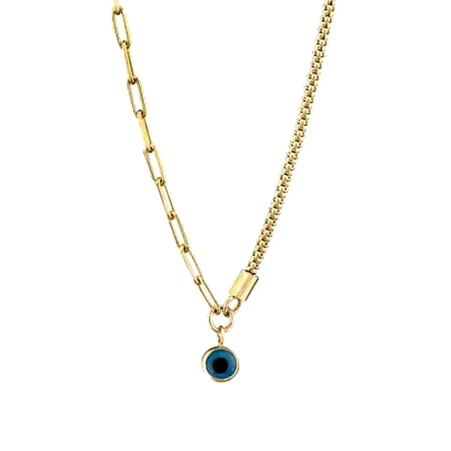 Gold Evil Eye Paperclip Necklace